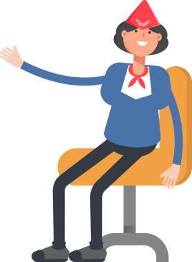 Ofis Sandalyesinde oturan Hava Ev Sahibi Karakteri