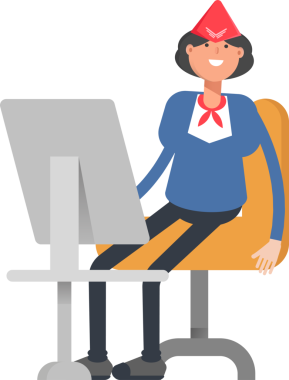 Hava Hostesi Karakteri Masaüstünde Çalışıyor