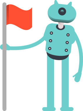 Robot Karakteri Bayrak Tutuyor