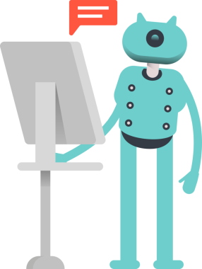 Bilgisayar üzerinde çalışan Robot Karakteri