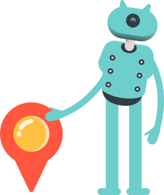 Robot Karakteri ve Konum İğnesi