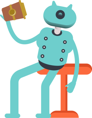 Robot Karakteri Kahve İçiyor