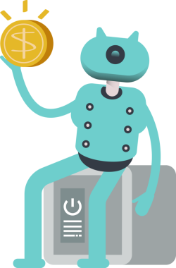 Güvenli ve Doları Tutan Robot Karakteri