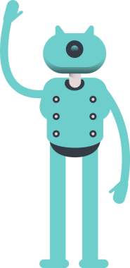 Robot Karakteri Tek Elini Kaldırıyor