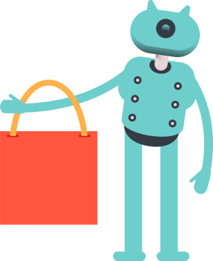 Robot Karakteri Alışveriş Torbası