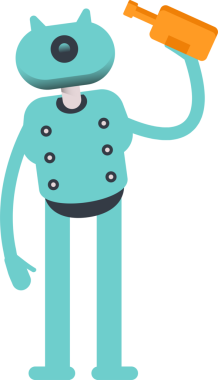 Robot Karakteri Bira İçiyor