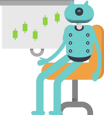 Robot Karakteri Candlestick Çizelgesini Sunar