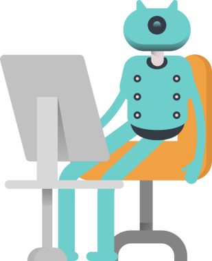 Masaüstünde Çalışan Robot Karakteri