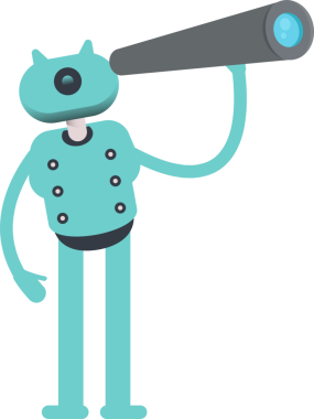 Dürbün kullanan Robot Karakteri