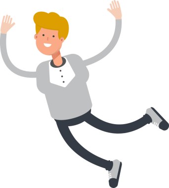 Erkek Karakteri Rahatlıyor ve Zıplıyor