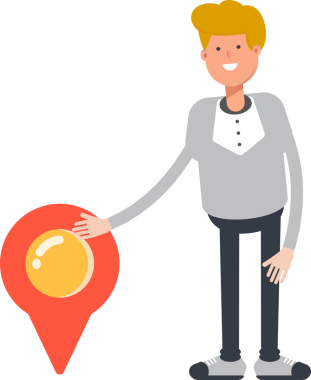 Erkek Karakter ve Konum İğnesi