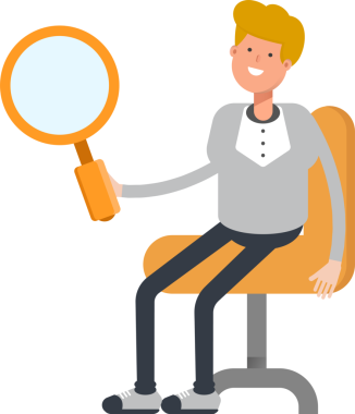 Erkek Karakteri Oturma ve Tutma Büyüteci