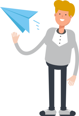 Erkek Karakteri Kağıt Uçak Tutma