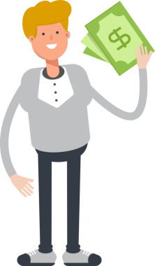 Erkek Karakteri Dolarlık Banknotları Tutuyor