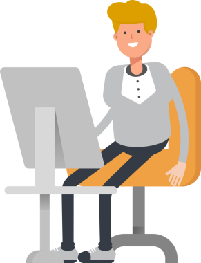 Masaüstünde Çalışan Erkek Karakteri