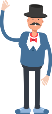 Top Hat Karakteri 'ndeki beyefendi tek elini kaldırıyor.