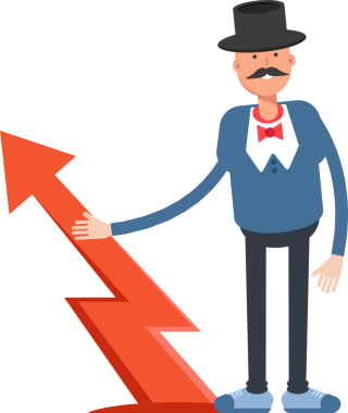 Top Hat Karakteri ve Ok Çizelgesindeki Beyefendi