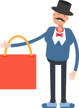 Top Hat Karakterli Beyefendi Alışveriş Çantası.