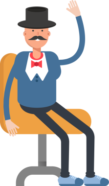 Top Hat Karakterindeki Beyefendi Sandalyede Oturuyor