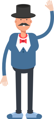 Top Hat Karakteri 'ndeki Beyefendinin El Gösterimi