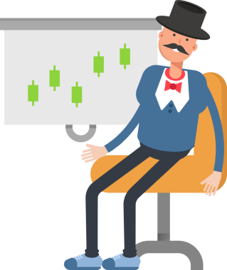 Top Hat Karakteri 'ndeki beyefendi Candlestick Çizelgesini sunar.