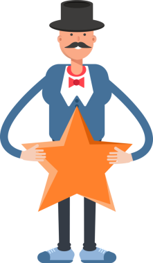 Top Hat Karakteri Holding Star 'daki beyefendi.