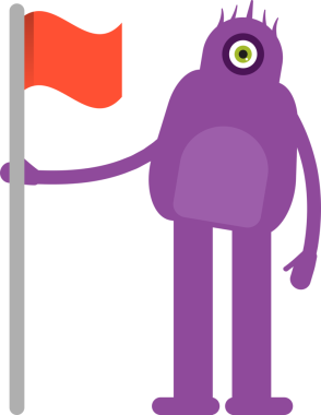 Sevimli Canavar Karakteri Bayrak Tutuyor