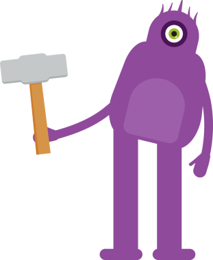 Sevimli Canavar Karakteri Tutma Çekiç Aracı