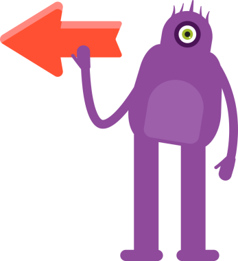 Sevimli Canavar Karakteri ve Ok İşareti