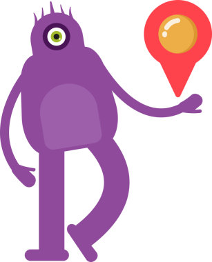 Sevimli Canavar Karakteri Harita İğnesi