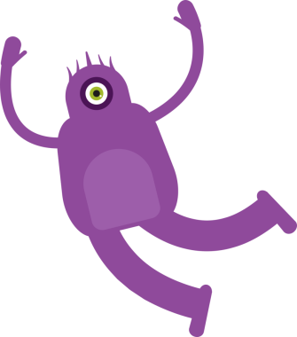 Sevimli Canavar Karakteri Rahatlıyor ve Zıplıyor