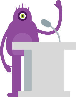 Şirin Canavar Karakteri Kürsüde Konuşuyor