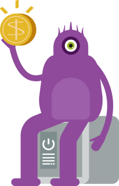 Sevimli Canavar Karakteri Güvenli ve Dolarlık Paraların Üzerinde Oturuyor