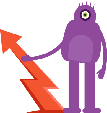 Sevimli Canavar Karakteri ve Ok Çizelgesi