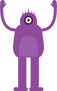 Sevimli Canavar Karakteri Ellerinizi Kaldırın