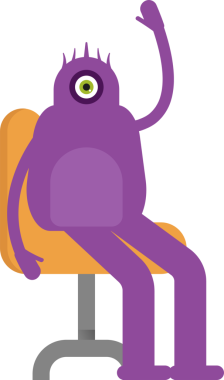 Sevimli Canavar Karakteri Sandalyede Oturuyor