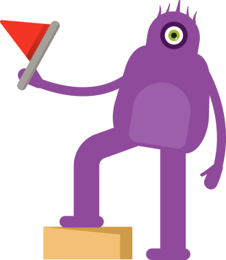 Sevimli Canavar Karakteri Bayrak Tutuyor