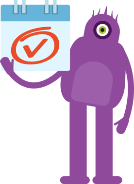 Sevimli Canavar Karakteri ve İşaretle İşaretle