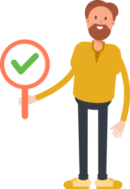 Sakallı Adam Karakteri Deneme İşareti Gösteriliyor