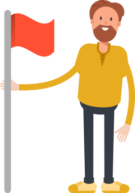 Sakallı Adam Karakteri Bayrak Tutuyor