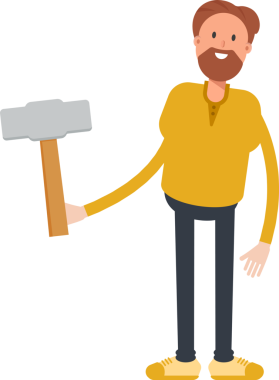 Sakallı Adam Karakteri Çekiç Tutma Aracı