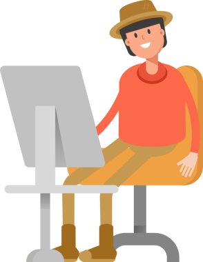 Masaüstünde Çalışan Çiftçi Karakteri