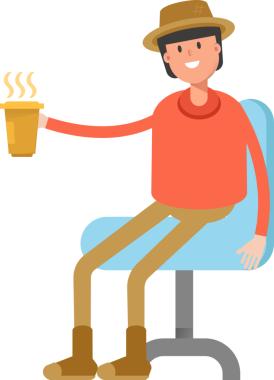 Çiftçi Karakteri Kahve İçiyor