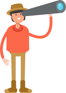 Dürbün kullanan Çiftçi Karakteri