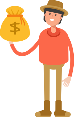 Çiftçi Karakteri Dolar Çuvalı Tutuyor