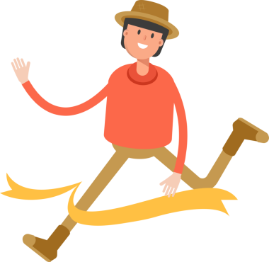 Bitiş çizgisinde çalışan Çiftçi Karakteri