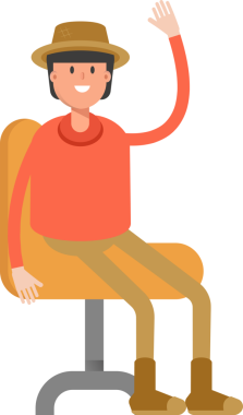 Çiftçi Karakteri Sandalyede Oturuyor