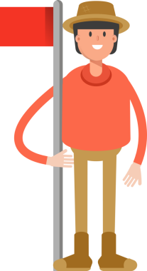 Çiftçi Karakteri Bayrak Direğini Tutuyor