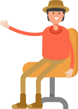 Ofis Sandalyesinde oturan Çiftçi Karakteri