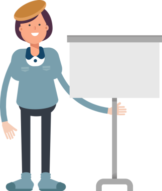 Kız Öğrenci Karakteri Sunar Whiteboard